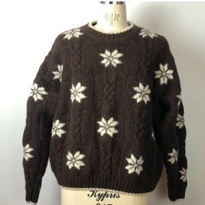 Lands' End Vintage Wool Sweater with Cream Accents